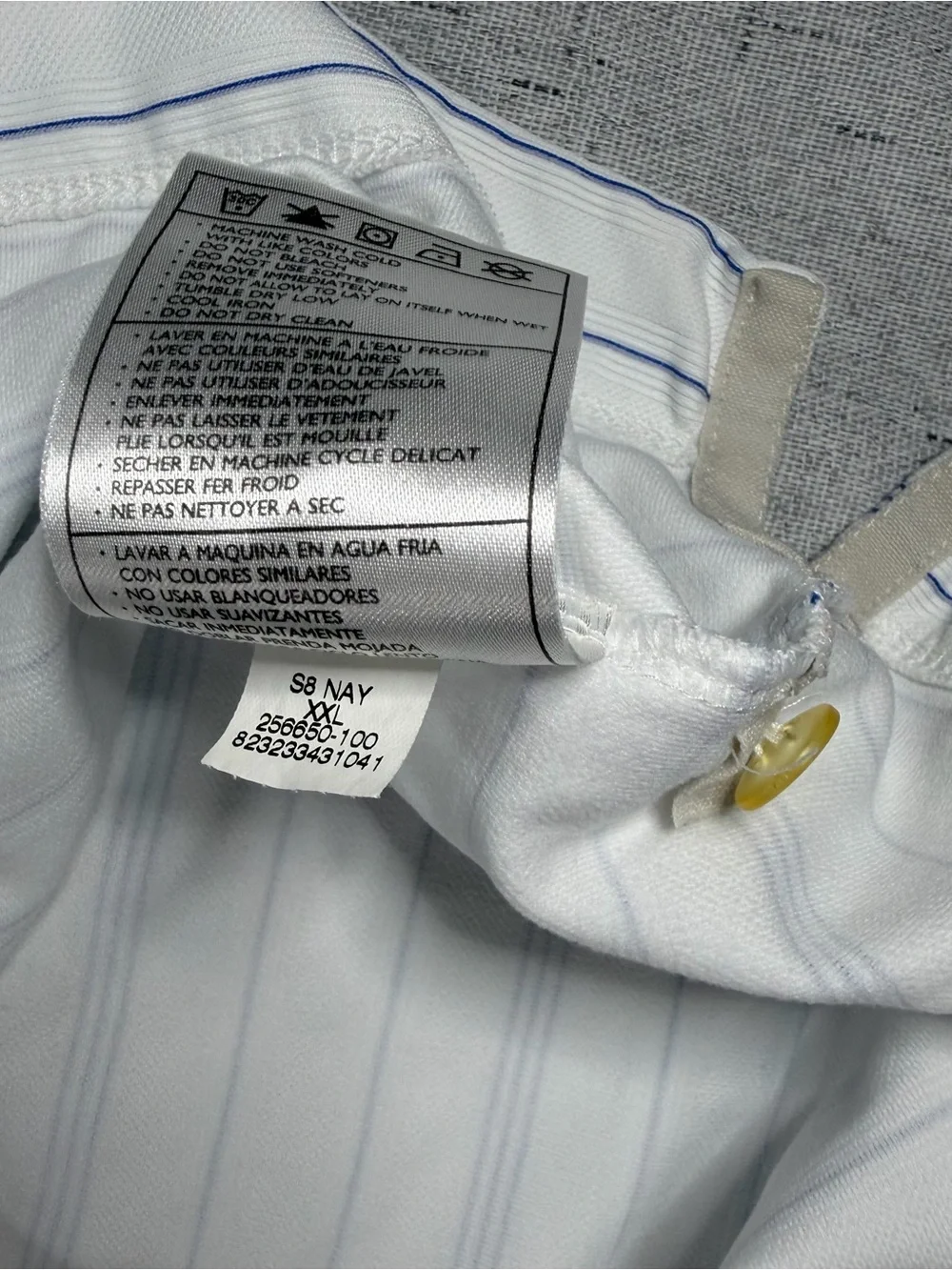 Vintage Nike Golf Men’s White/Blue Striped Fit Dry Knit Polo Shirt - 2XL